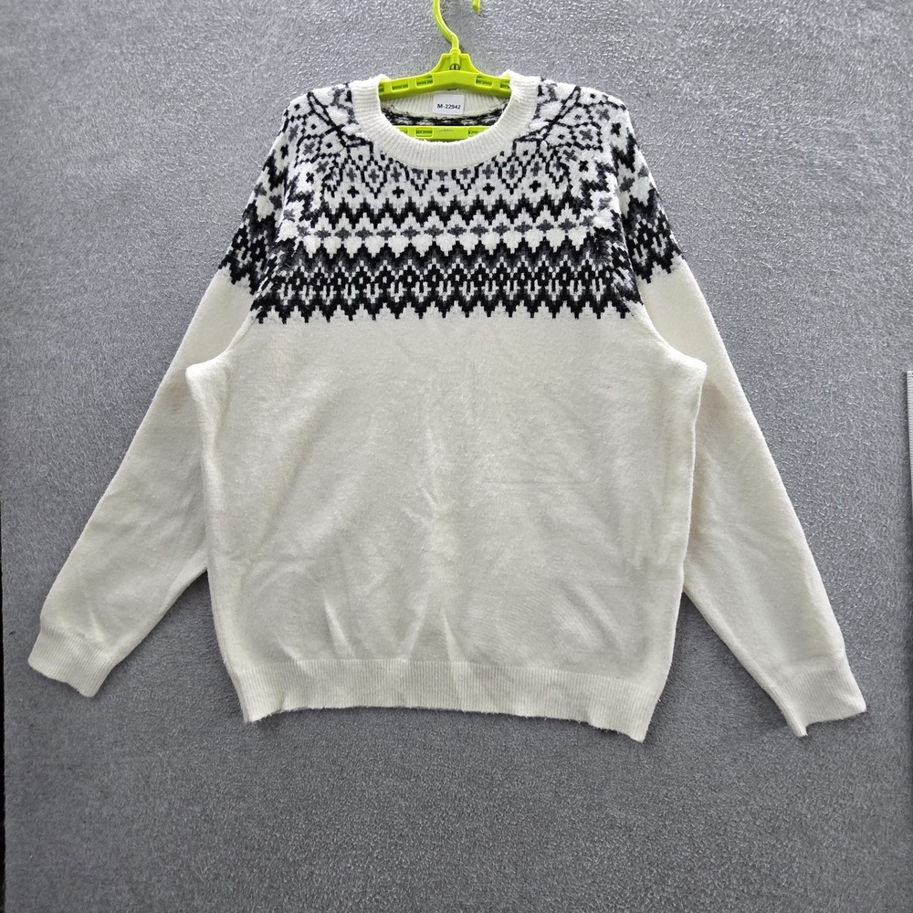 GAP Men Sweater XL Cream‎ Acrylic Wool Blend Fair Isle Long Sleeve